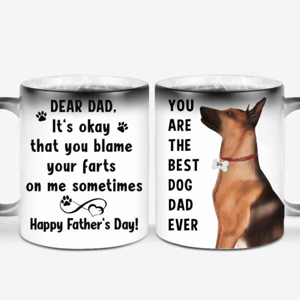 Personalized Belgian Malinois Color Changing Mug - Happy Father's Day To The Best Dog Dad