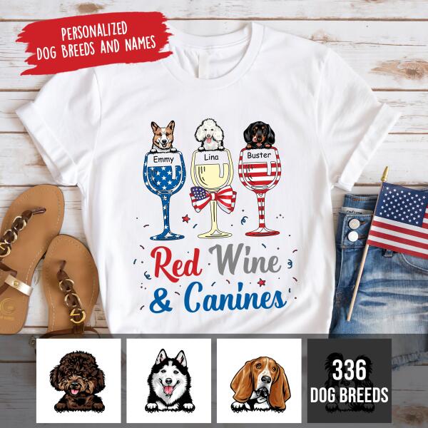 Personalized Dog Custom Shirt - Red Wine & Canines