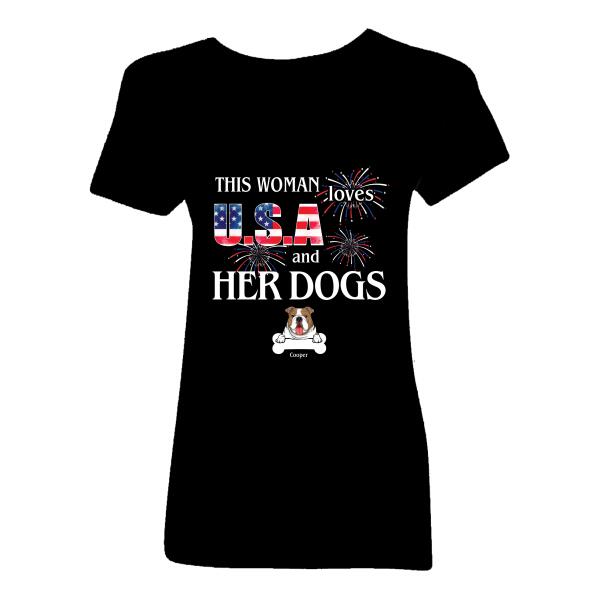 Personalized Dog Custom Shirt - This Woman Loves U.S.A And Her Dogs