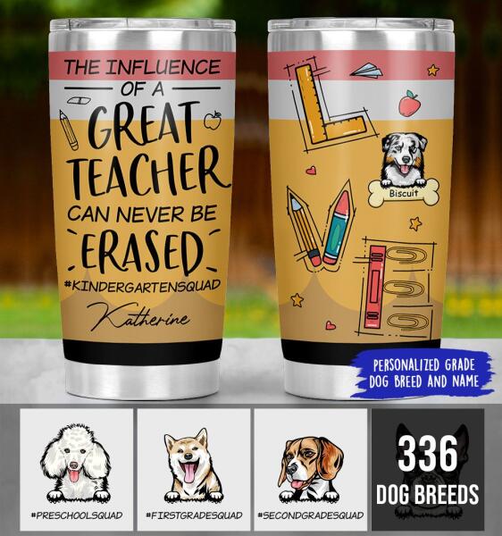 Personalized Dog Custom Tumbler - The Influence Of A Great Teacher Can Be Never Be Erased