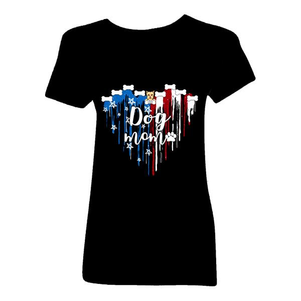 Personalized Dog Custom Shirt - Independence Day Heart For Dog Mom
