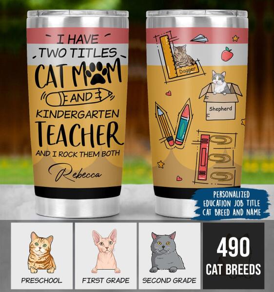 Personalized Teacher And Cat Custom Tumbler