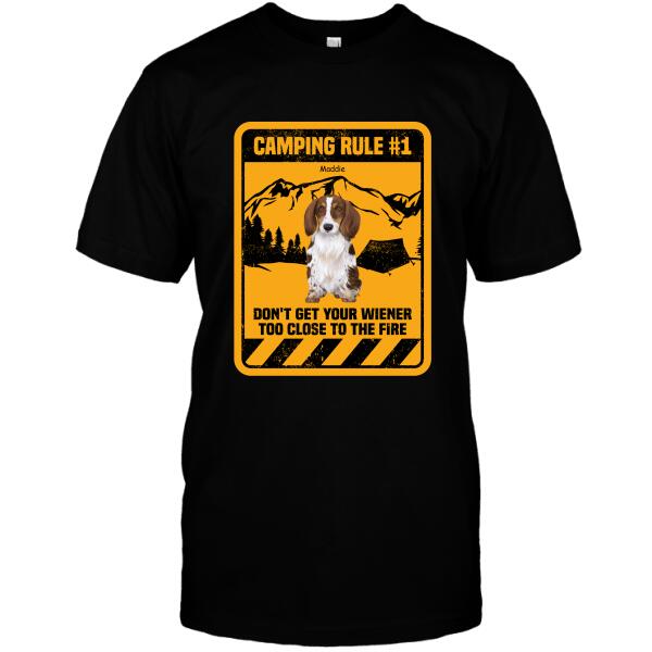 Personalized Dachshund Custom Shirt - Camping Rule Don't Get Your Wieners Too Close To The Fire