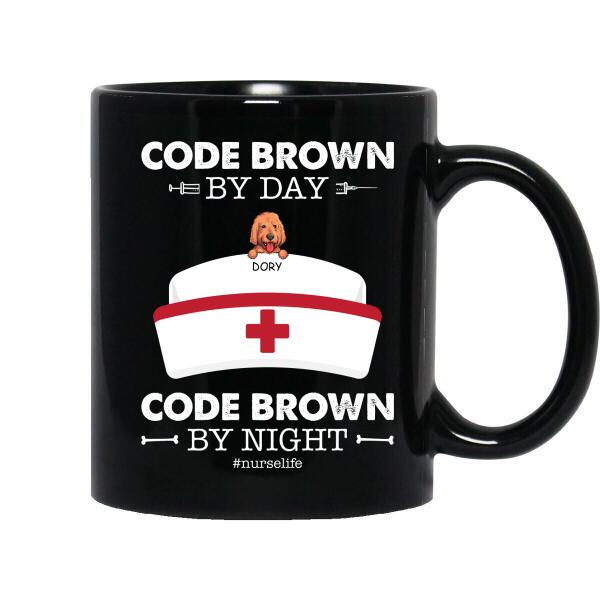 Personalized Dog And Nurse Custom Shirt - Code Brown By Day Code Brown By Night