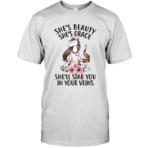She's Beauty She's Grace She'll Stab You In Your Veins Shirt