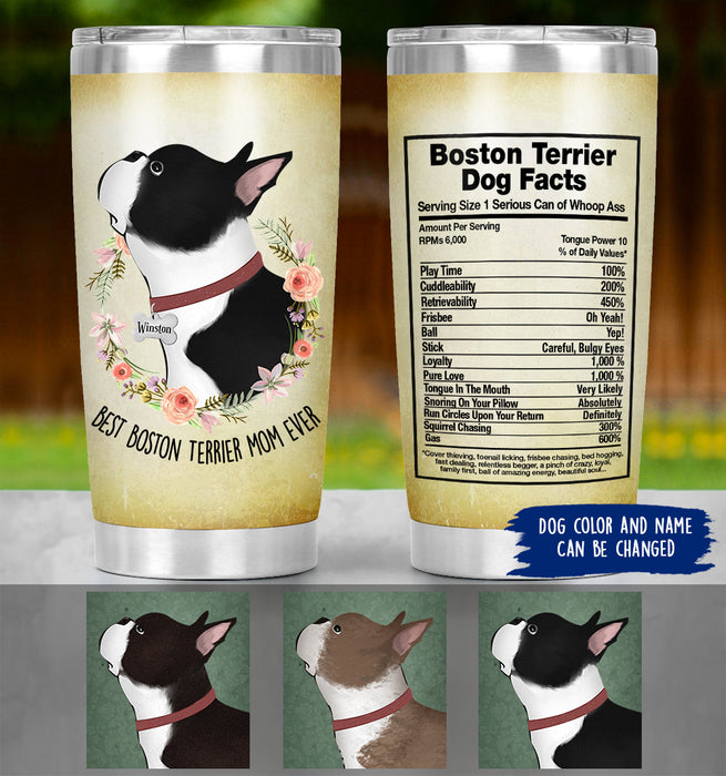 Boston Terrier Dog Facts - Personalized Boston Terrier Mom Tumbler