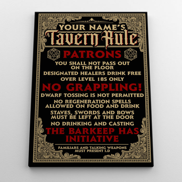 Dnd Personalized Tavern Rule Canpo15 Deluxe Portrait Canvas 1.5in Frame