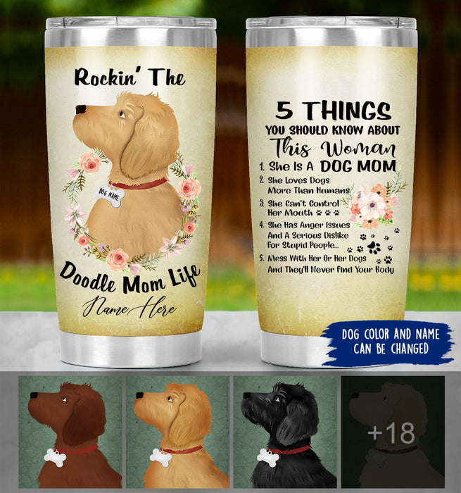 Doodle Mom Tumbler Personalized - 5 Things