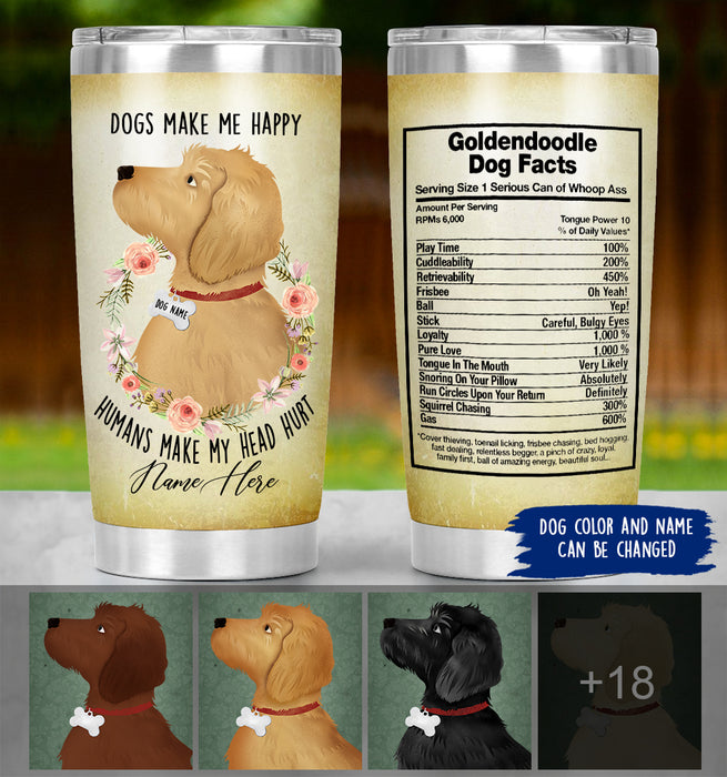 Doodle Mom Tumbler Personalized - Dogs make me happy