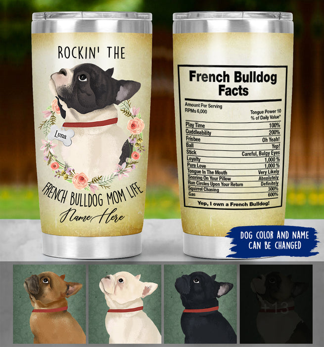 Personalized French Bulldog Mom Tumbler - Rockin' The French Bulldog Mom Life