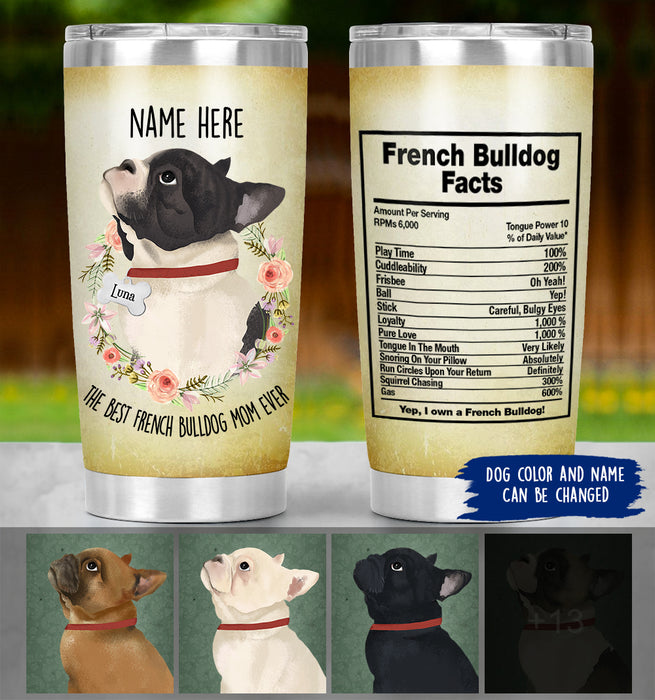 Personalized French Bulldog Mom Tumbler - French Bulldog Facts