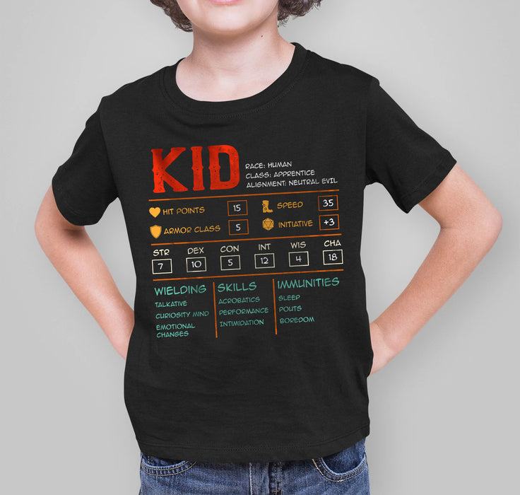 Dnd Character Sheet Personalized Youth Shirt For Kids