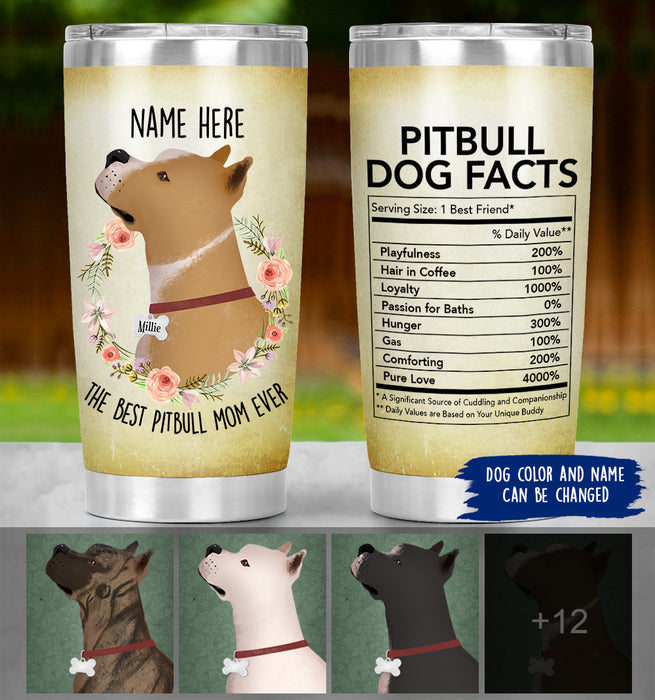 Personalized Pitbull Mom Tumbler - Pitbull Dog Facts