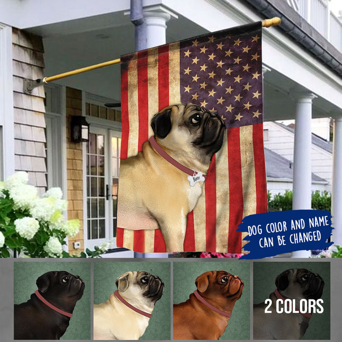 Personalized Pug Flag 2 Sides Print