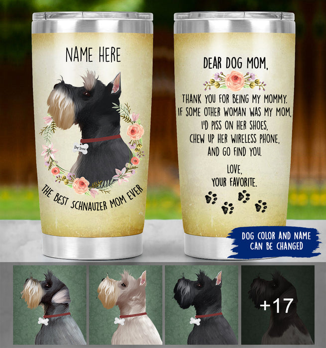 Personalized Schnauzer Mom Tumbler - Thanks For Being My Mom