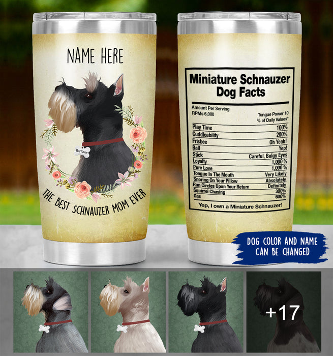 Personalized Schnauzer Mom Tumbler - Schnauzer Dog Facts