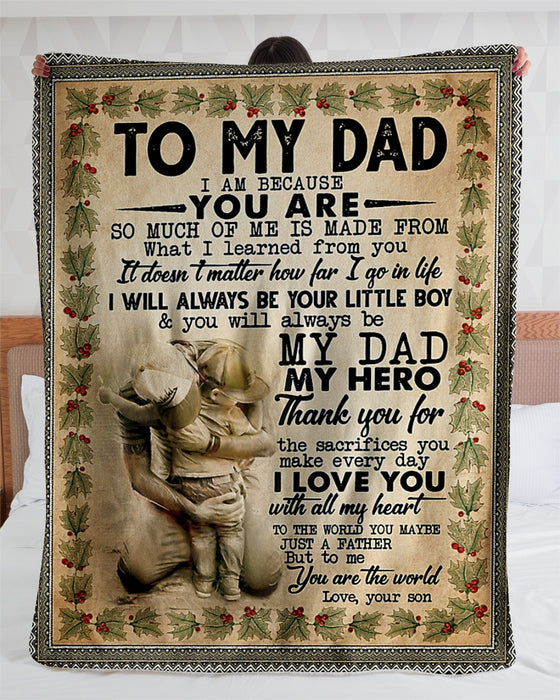 Personalized To My Dad Gift Fleece Blanket I Love You With All My Heart Great Customized Blanket From Son For Birthday Christmas Thanksgiving