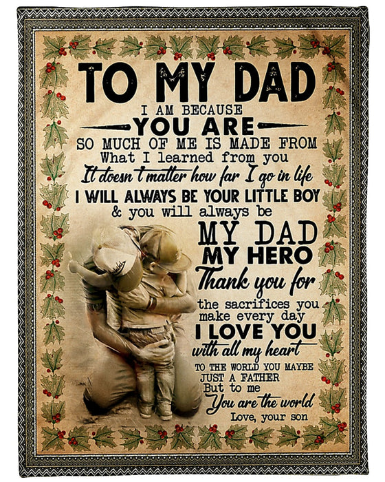 Personalized To My Dad Gift Fleece Blanket I Love You With All My Heart Great Customized Blanket From Son For Birthday Christmas Thanksgiving
