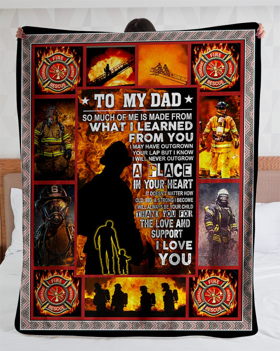 Firefighter - Personalized To My Dad Fleece Blanket Thank You For The Love And Support Great Customized Blanket For Birthday Christmas Thanksgiving