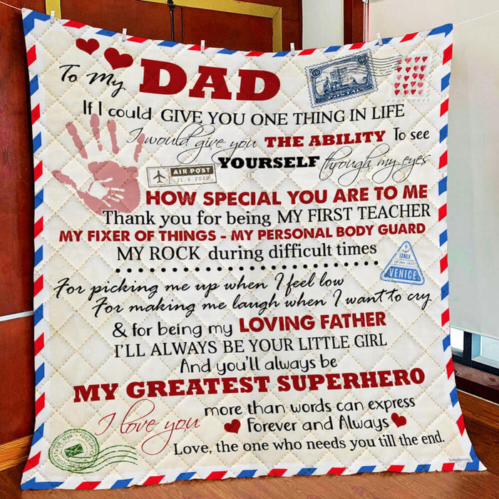 Personalized To My Dad Love Letter Fleece Blanket Your Are My Greatest Superhero Great Customized Blanket For Birthday Christmas Thanksgiving