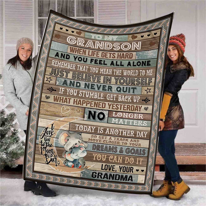 Personalized To My Grandson Fleece Blanket From Grandma Remember That You Mean The World To Me Great Customized Blanket For Birthday Christmas Thanksgiving