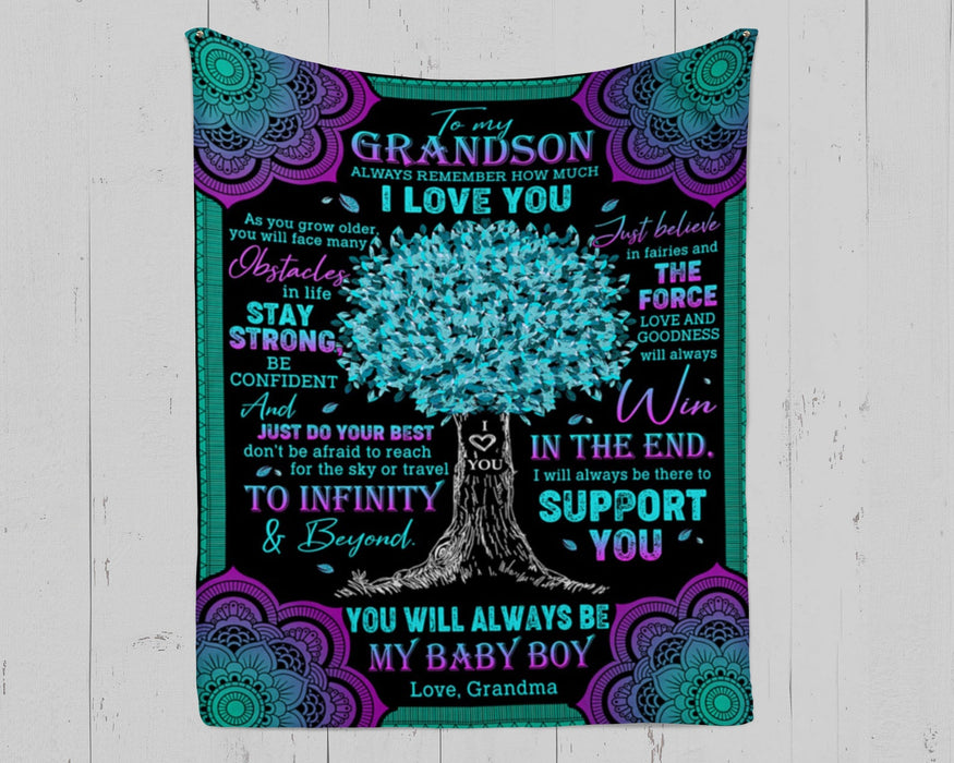 Personalized To My Grandson Fleece Blanket From Grandma Always Remember How Much I Love You Great Customized Blanket For Birthday Christmas Thanksgiving