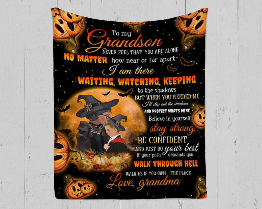 Personalized To My Grandson Fleece Blanket From Grandma I Am There Waiting Watching Keeping Great Customized Blanket For Birthday Christmas Thanksgiving