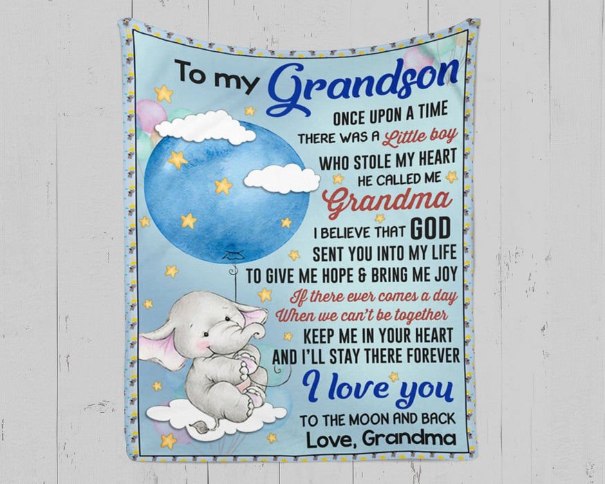 Elephant Personalized To My Grandson Fleece Blanket From Grandma If There Ever Comes A Day Great Customized Blanket For Birthday Christmas Thanksgiving