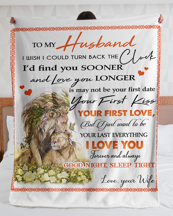 Personalized To My Husband Lion Couple Fleece Blanket From Wife I May Not Be Your First Kiss Great Customized Blanket For Birthday Christmas Thanksgiving Anniversary