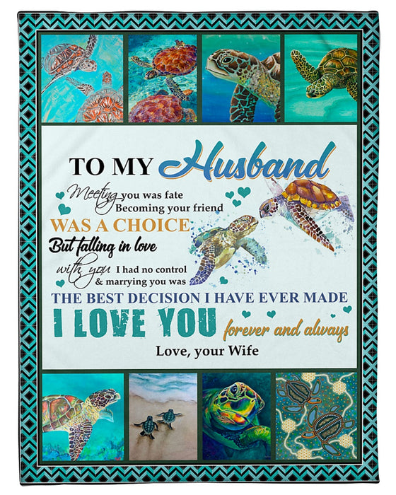Personalized To My Husband Turtle Fleece Blanket From Wife Falling In Love With You I Had No Control Great Customized Blanket For Birthday Christmas Thanksgiving Anniversary