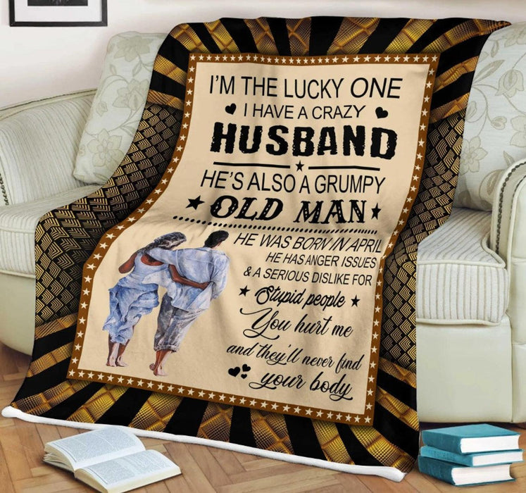 Personalized To My Husband Fleece Blanket From Wife I'm The Lucky One Great Customized Blanket For Birthday Christmas Thanksgiving Anniversary