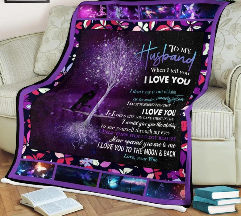 Personalized To My Husband Fleece Blanket From Wife I Love You To The Moon and Back Great Customized Blanket For Birthday Christmas Thanksgiving Anniversary