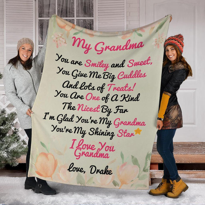 Personalized To My Grandma  Fleece Blanket You Are Smiley And Sweet Great Customized Gift For Mother's Day Birthday Christmas Thanksgiving