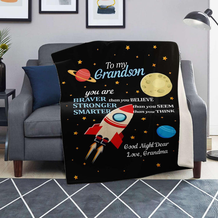 Personalized To my Grandson Fleece Blanket You are braver Great Customized Blanket For Birthday Christmas Thanksgiving