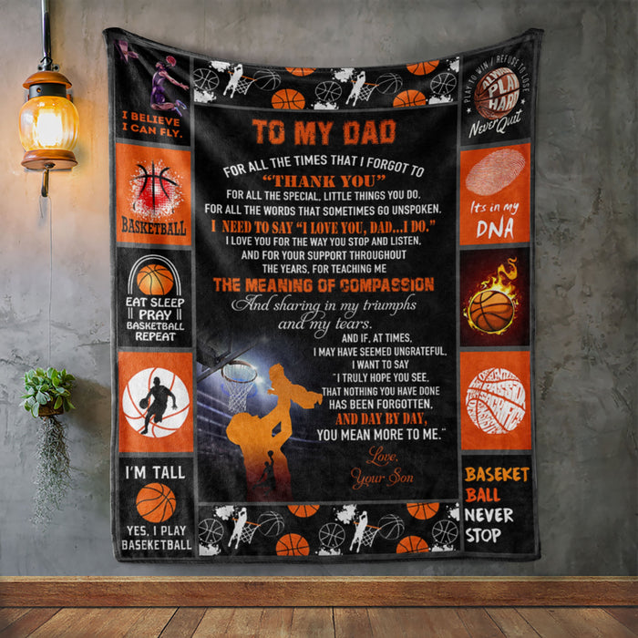 Basketball - Personalized To My Dad Fleece Blanket From Son Day By Day You Mean More To Me Great Customized Blanket For Birthday Christmas Thanksgiving