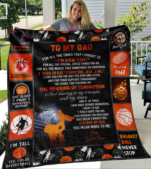 Basketball - Personalized To My Dad Fleece Blanket From Son Day By Day You Mean More To Me Great Customized Blanket For Birthday Christmas Thanksgiving