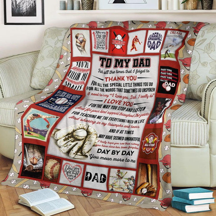 Personalized To My Dad Baseball Fleece Blanket Day By Day You meant More To Me Great Customized Gift For Father's Day Birthday Christmas Thanksgiving