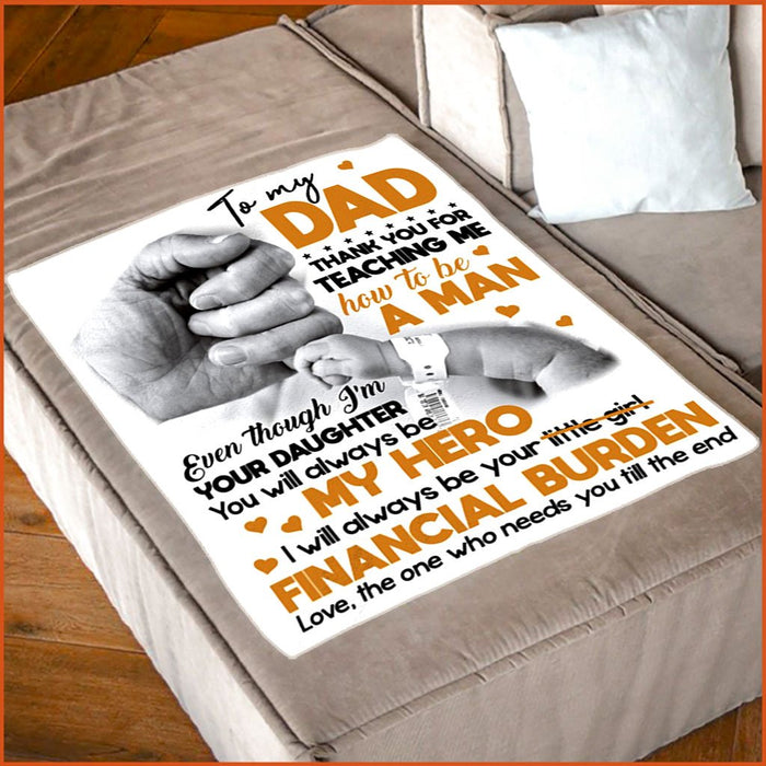 Personalized To My Dad Fleece Blanket From Daughter You Will Always Be My Hero Great Customized Gift For Father's Day Birthday Christmas Thanksgiving