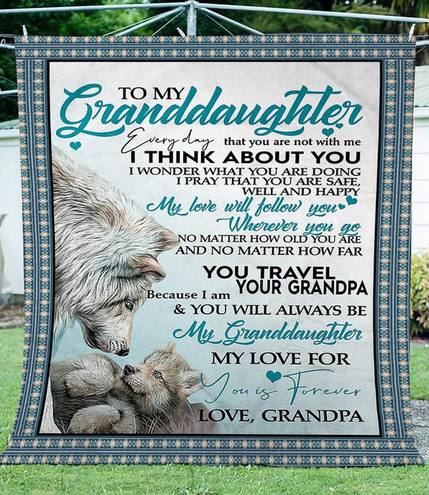 Personalized To My Granddaughter Love Wolf Fleece Blanket From Grandpa My Love For You Is Forever Great Customized Blanket For Birthday Christmas Thanksgiving