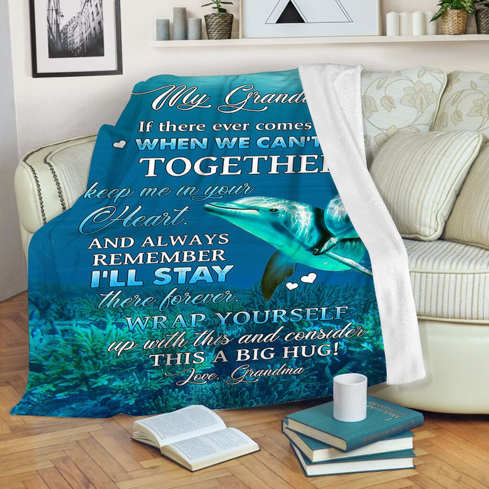 Personalized To My Granddaughter Love Dolphin Fleece Blanket From Grandma I'll Stay There Forever Great Customized Blanket For Birthday Christmas Thanksgiving