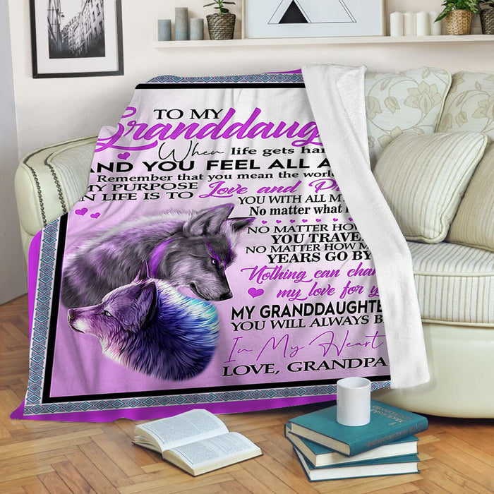 Personalized To My Granddaughter Wolf Fleece Blanket From Grandpa Nothing Can Change My Love For You Great Customized Blanket For Birthday Christmas Thanksgiving