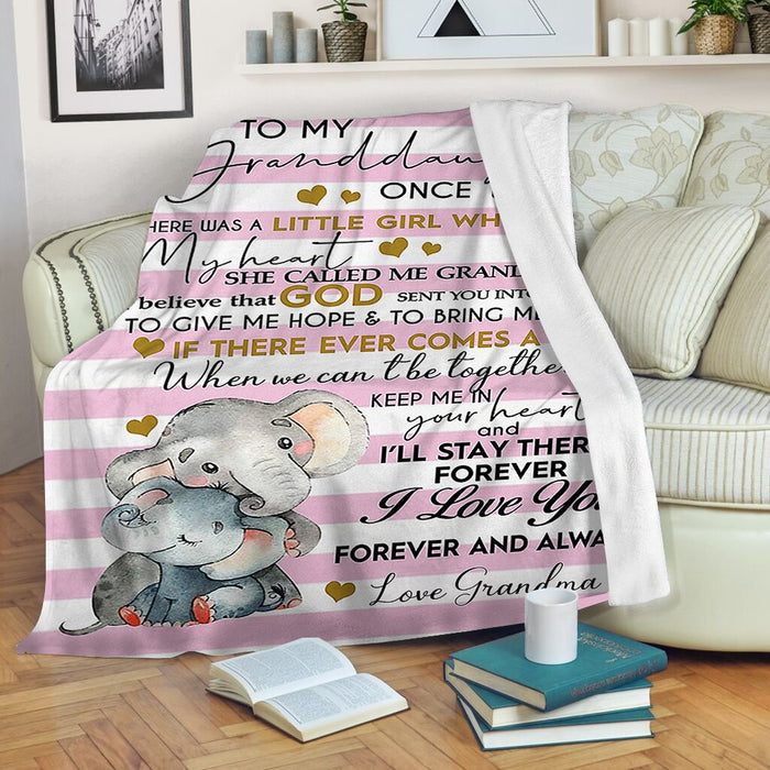 Personalized To My Granddaughter Love Elephant Fleece Blanket From Grandma Once Upon A Time Great Customized Blanket For Birthday Christmas Thanksgiving