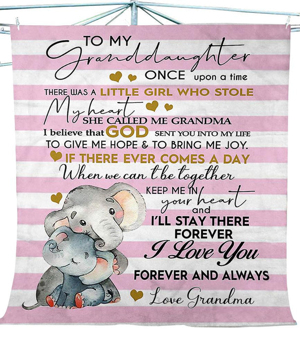 Personalized To My Granddaughter Love Elephant Fleece Blanket From Grandma Once Upon A Time Great Customized Blanket For Birthday Christmas Thanksgiving