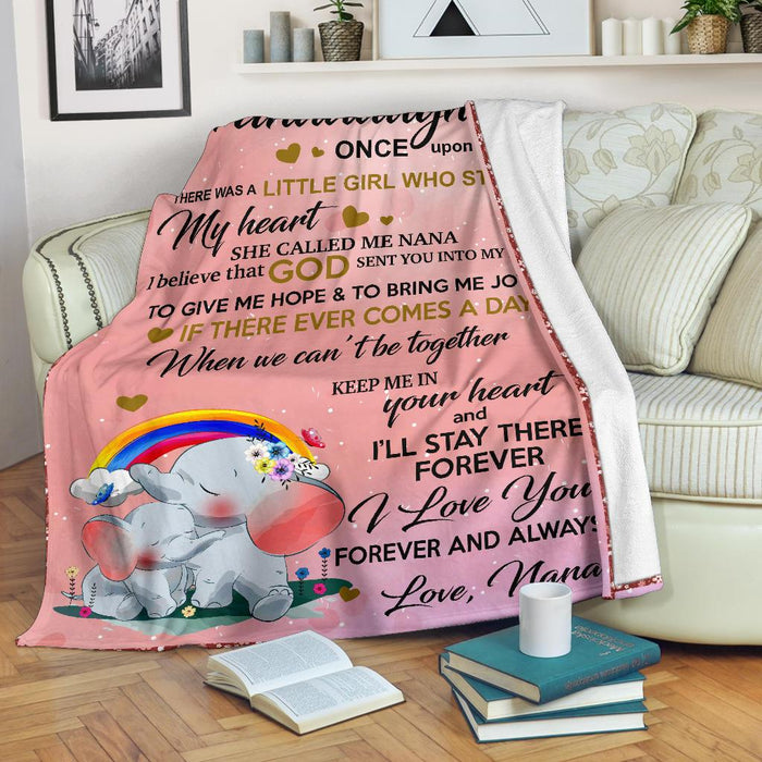 Personalized To My Granddaughter Rainbow Elephant Fleece Blanket Once Upon A Time There Was A Little Girl Who Stole My Heart Great Customized Blanket For Birthday Christmas Thanksgiving