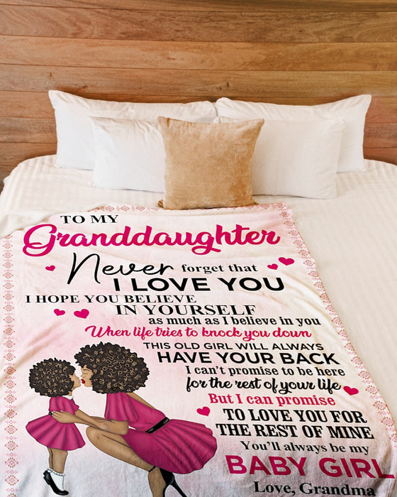 Personalized To My Granddaughter Black Girl Fleece Blanket From Grandma Never Forget That I Love You Great Customized Blanket For Birthday Christmas Thanksgiving