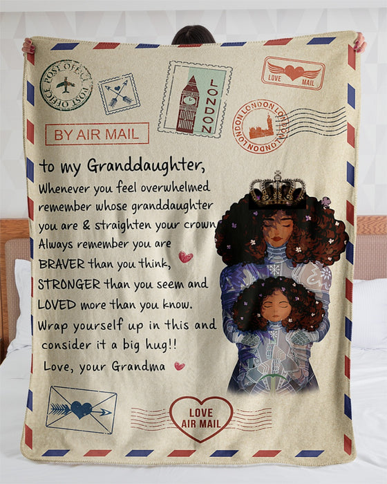 Personalized To My Granddaughter Black Girl Love Letter Fleece Blanket From Grandma If There Ever Comes A Day Great Customized Blanket For Birthday Christmas Thanksgiving