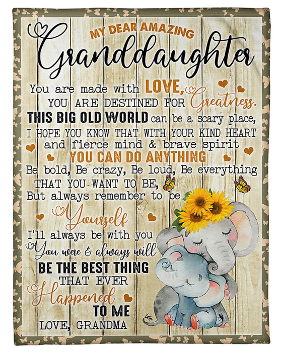Personalized To My Granddaughter Elephant Fleece Blanket From Grandma You Can Do Anything Great Customized Blanket For Birthday Christmas Thanksgiving
