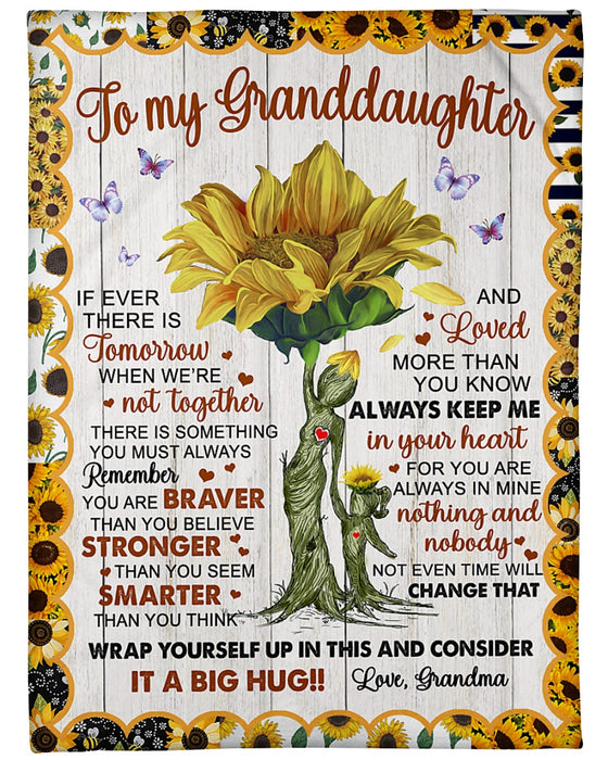 Personalized To My Granddaughter Sunflower Fleece Blanket From Grandma Remember You Are Braver Than You Believe Great Customized Blanket For Birthday Christmas Thanksgiving