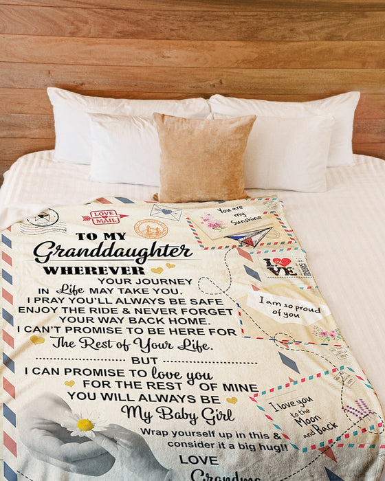 Personalized To My Granddaughter Love Letter Fleece Blanket From Grandma You Are My Sunshine Great Customized Blanket For Birthday Christmas Thanksgiving