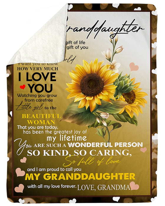 Personalized To My Granddaughter Sunflower Fleece Blanket From Grandma I Want You To Know How Much I Love You Great Customized Blanket For Birthday Christmas Thanksgiving